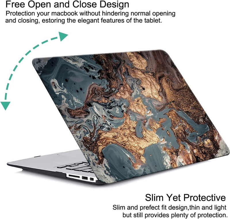 KEROM Compatible for MacBook Air 13 inch Case 2025-2022 M4 M3 M2 A3240 A3113 A2681, MacBook Air M4 13 inch Case, Protective Plastic Hard Shell & Keyboard Cover for Mac Air 13.6'', Gold Marble - Image 3